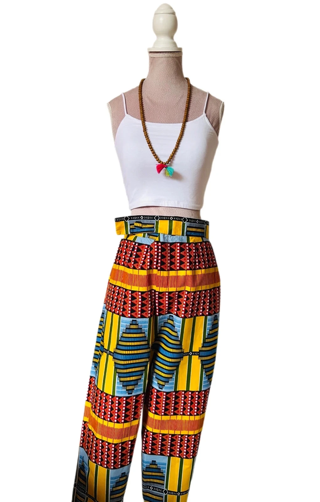 🧡🌈Handmade African Ethnic Boho Festival Pants Afro Chic Wax Cotton Pants 42/44💛🌈 – photo 7